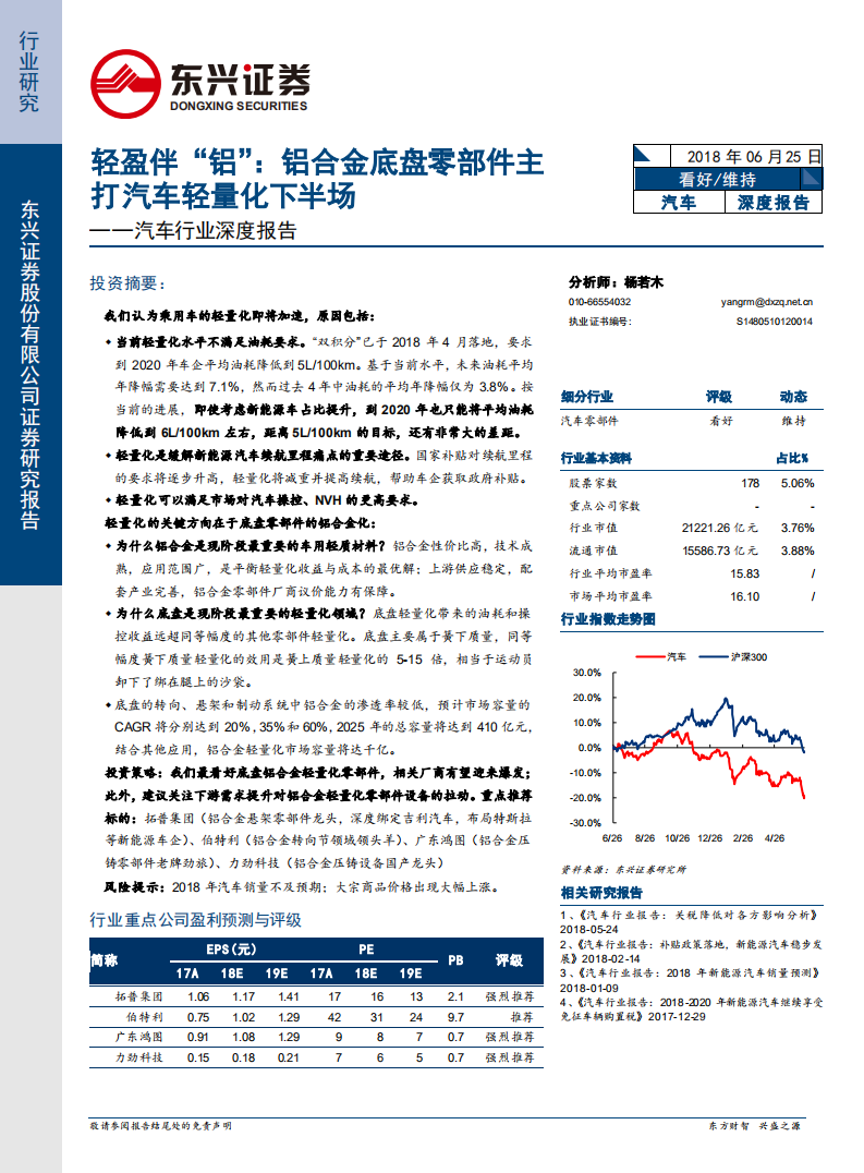 汽车行业深度报告：轻盈伴&ldquo;铝&rdquo;：铝合金底盘零部件主打汽车轻量化下半场.pdf 第1页