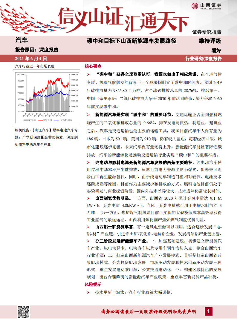 汽车行业：碳中和目标下山西新能源车发展路径-20210604.pdf 第1页