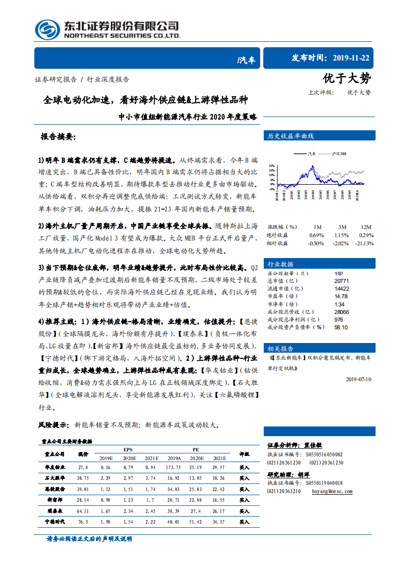 新能源汽车行业2020年度策略：全球电动化加速，看好海外供应链&上游弹性品种.pdf 第1页