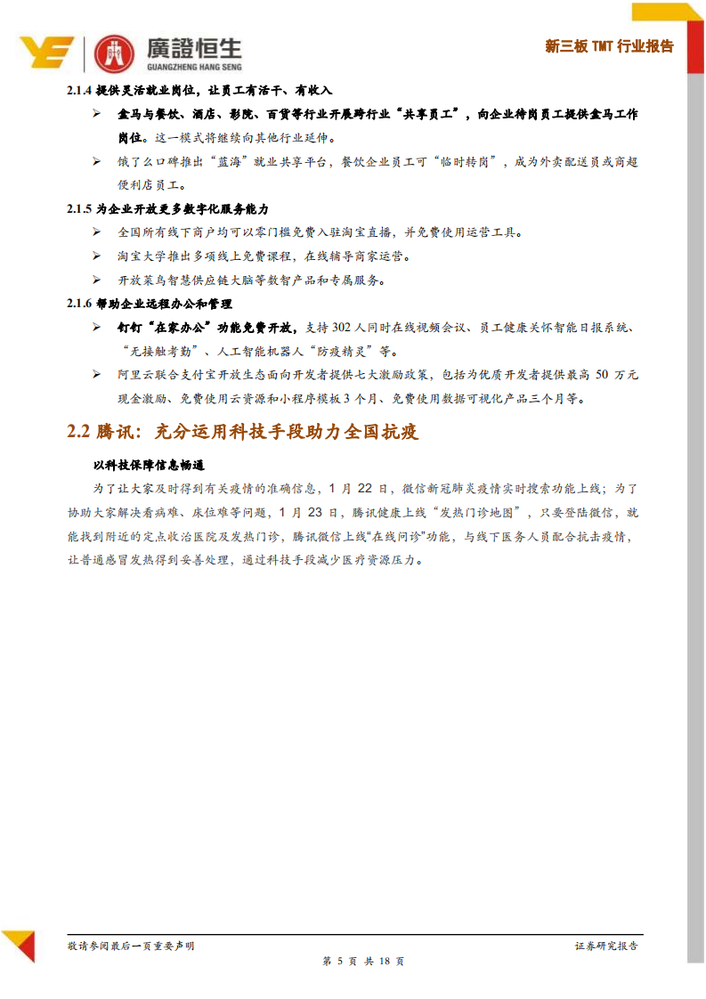 新三板TMT行业报告：TMT企业新冠疫情应对措施及建议.pdf 第5页