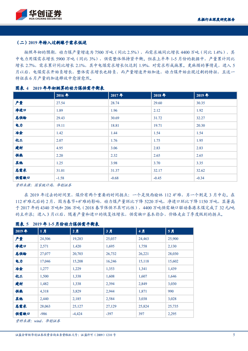 采掘行业深度研究报告：动煤价格预测专题：下半年价格中枢约580元 吨，节奏取决于进口煤政策.pdf 第5页