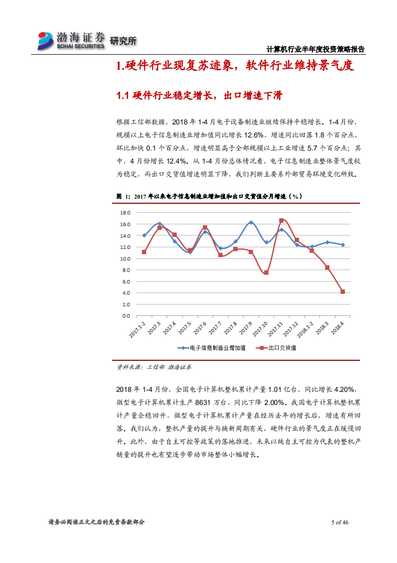 计算机行业2018年半年度投资策略报告：估值仍存调整空间，关注SaaS、工业互联网中优质白马.pdf 第5页