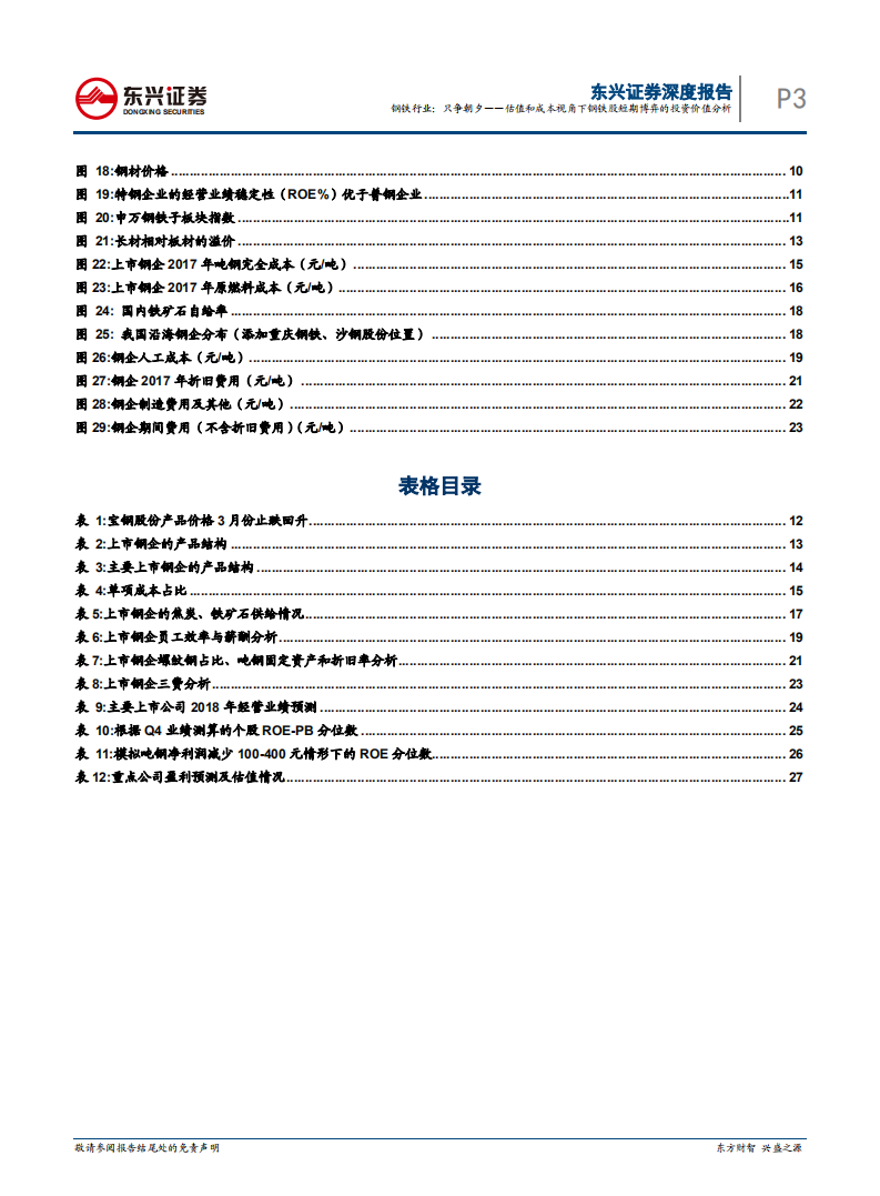 钢铁行业深度报告：只争朝夕&mdash;&mdash;估值和成本视角下钢铁股短期博弈的投资价值分析.pdf 第3页