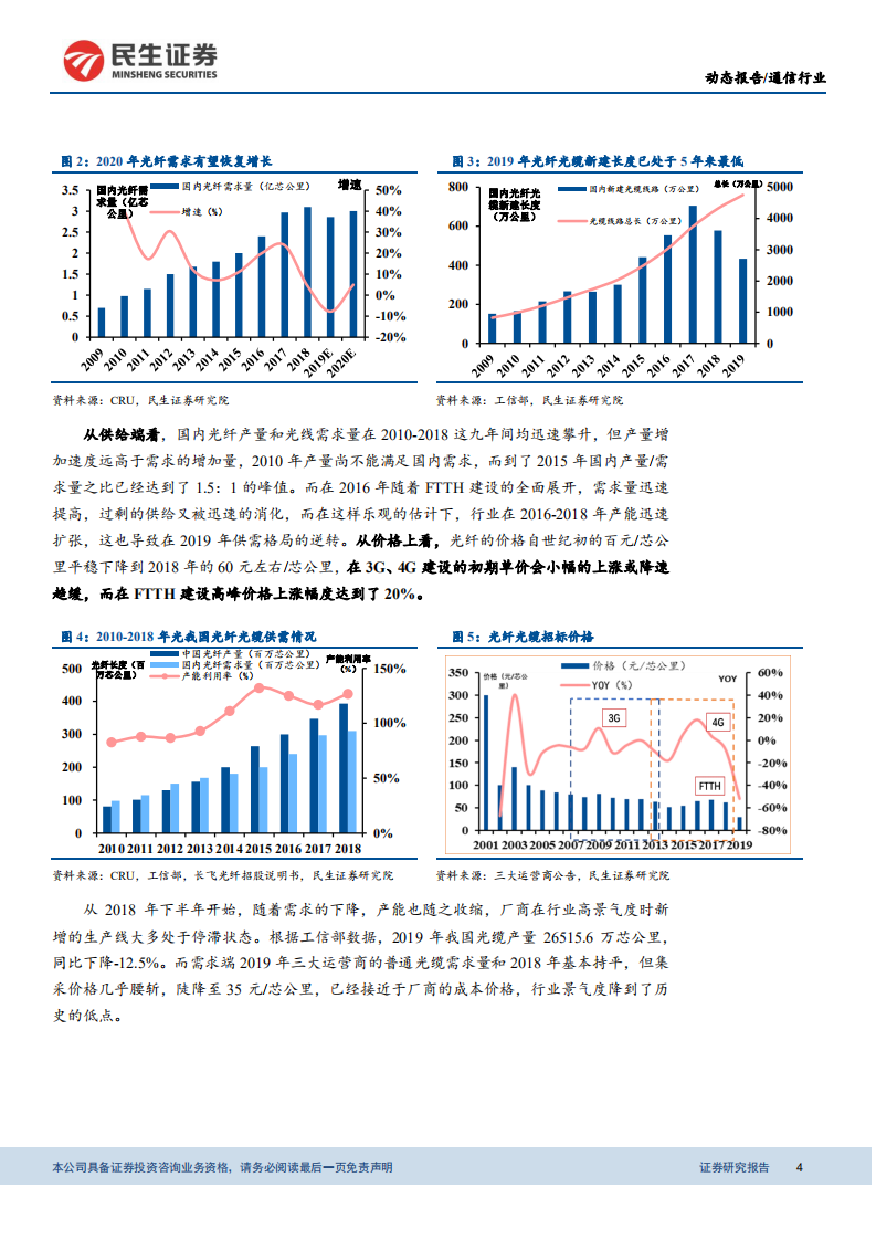 光纤光缆行业报告（1）：新基建带来需求回暖，行业迎来边际改善.pdf 第4页