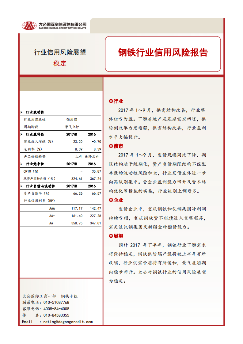 钢铁行业信用风险报告.pdf 第1页