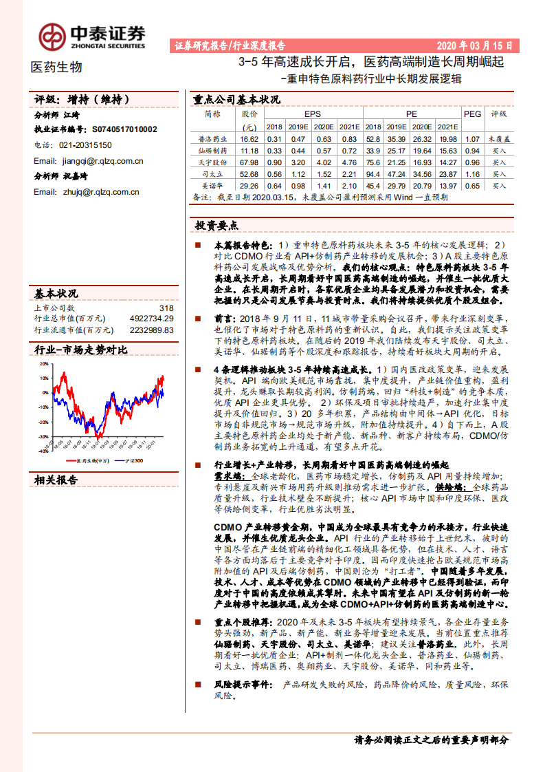重申特色原料药行业中长期发展逻辑：3-5年高速成长开启，医药高端制造长周期崛起.pdf 第1页