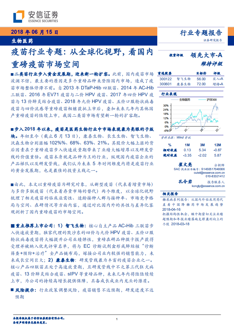 疫苗行业专题：从全球化视野，看国内重磅疫苗市场空间.pdf 第1页