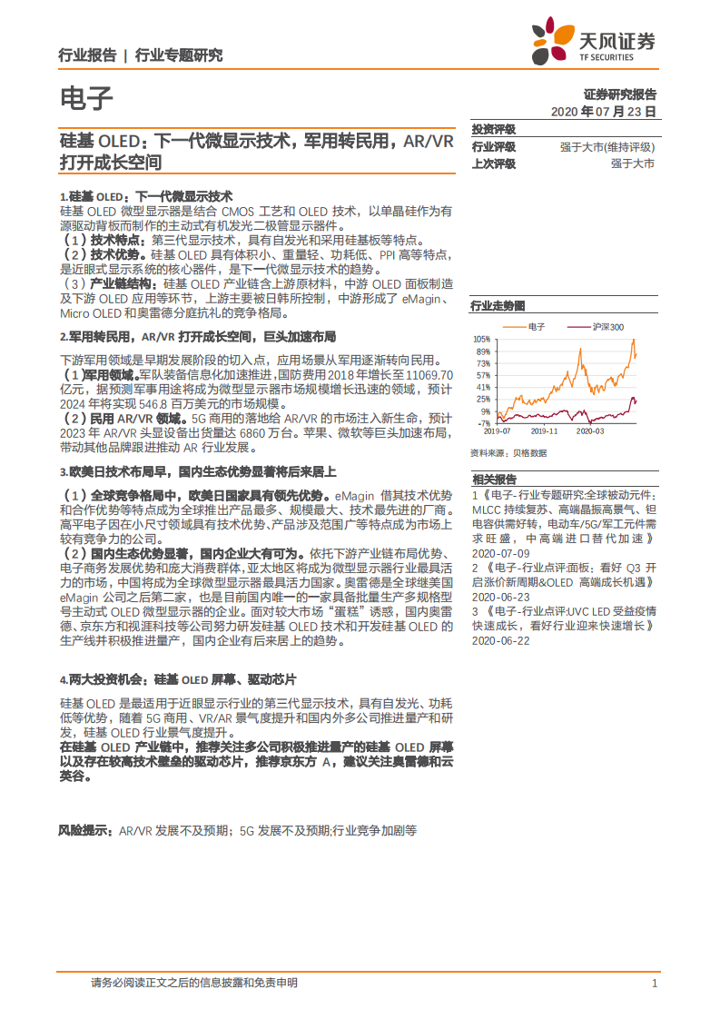 硅基OLED：下一代微显示技术，军用转民用，AR VR打开成长空间.pdf 第1页