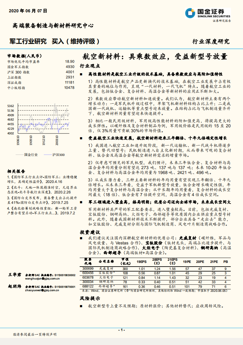 航空新材料：具乘数效应，受益新型号放量行业观点.pdf 第1页