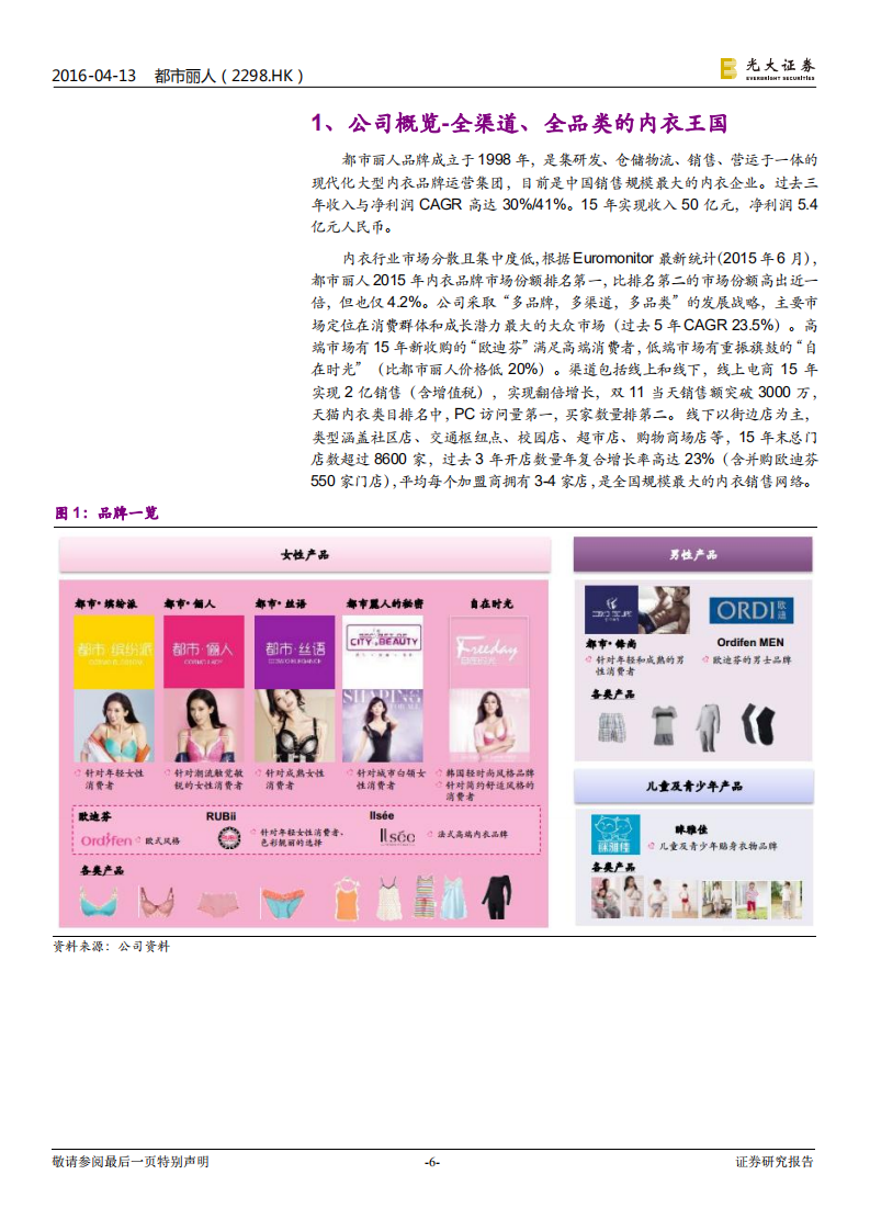 都市丽人公司深度：内衣行业龙头地位稳固，大众市场空间广阔.pdf 第6页