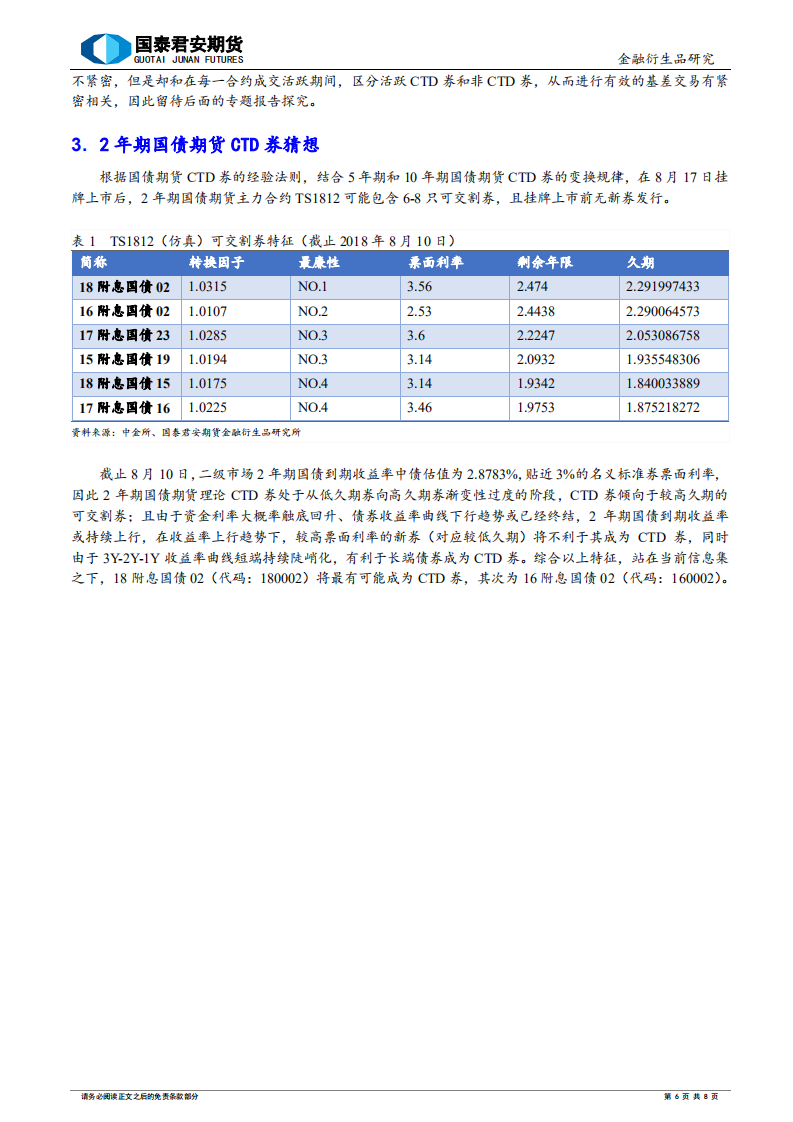 2年期国债期货系列专题报告之二：寻找最便宜可交割券.pdf 第6页