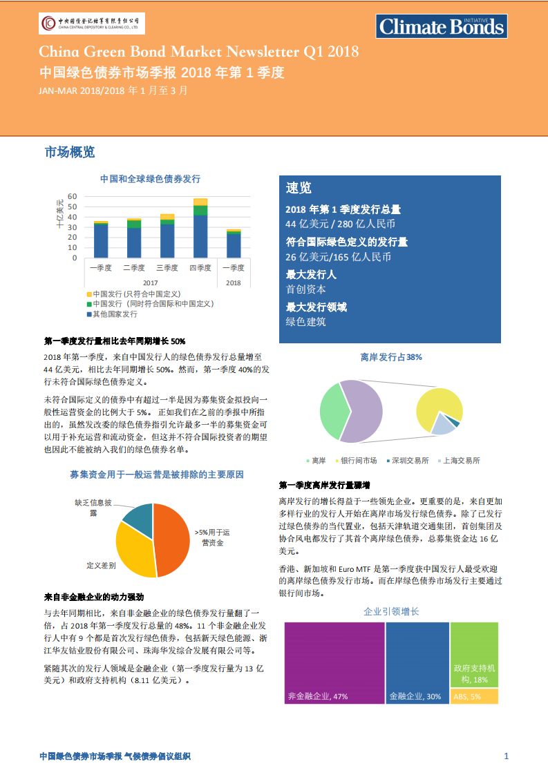 2018年Q1中国绿色债券市场季报.pdf 第1页