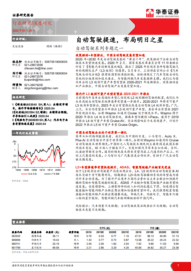 自动驾驶系列专题之一：自动驾驶提速，布局明日之星.pdf 第1页