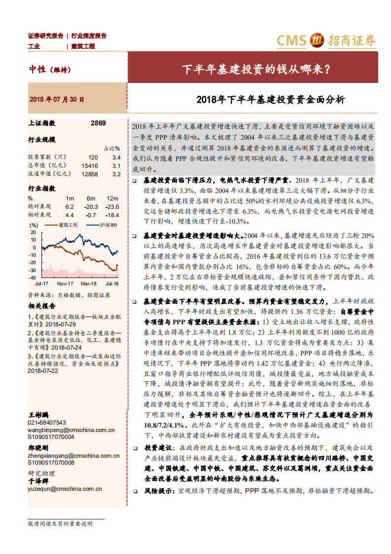 2018年下半年基建投资资金面分析：下半年基建投资的钱从哪来？.pdf 第1页