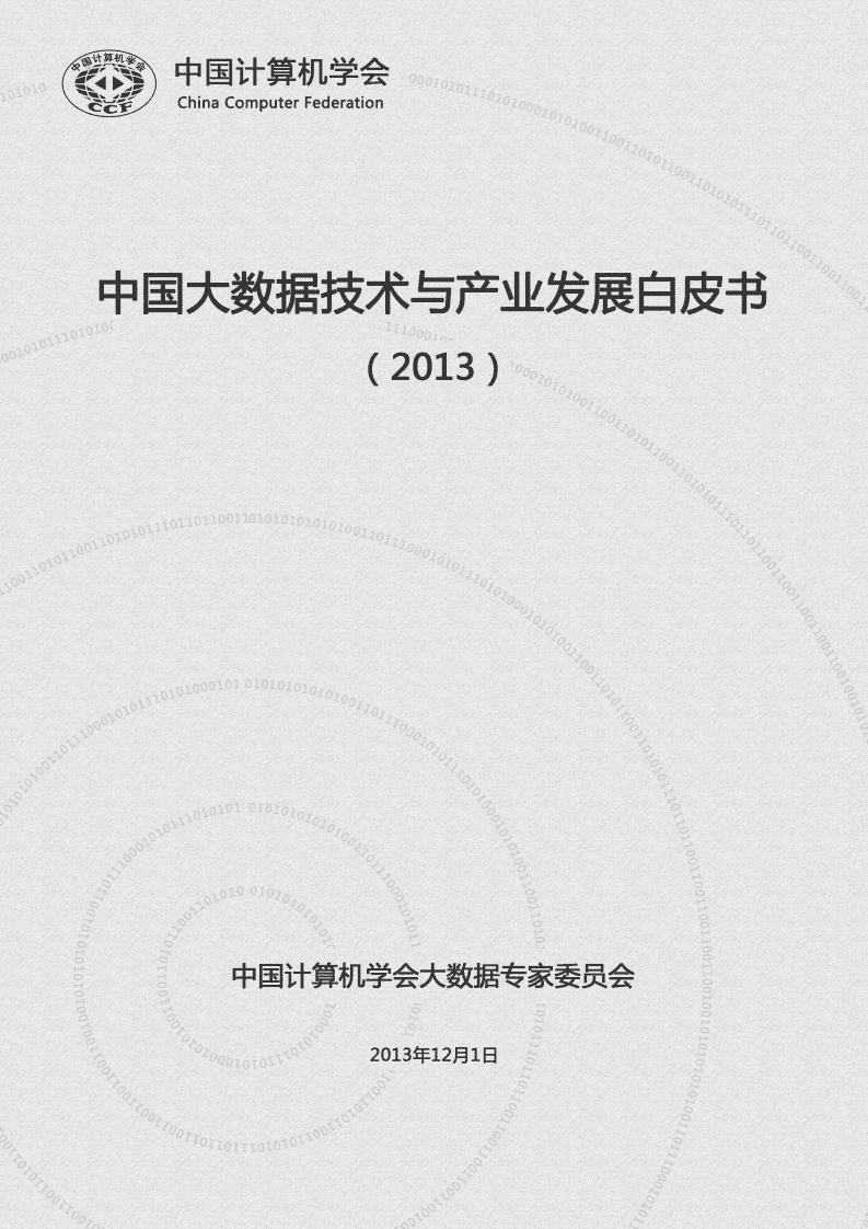 中国计算机学会：中国大数据技术与产业发展白皮书（2013）.pdf 第1页