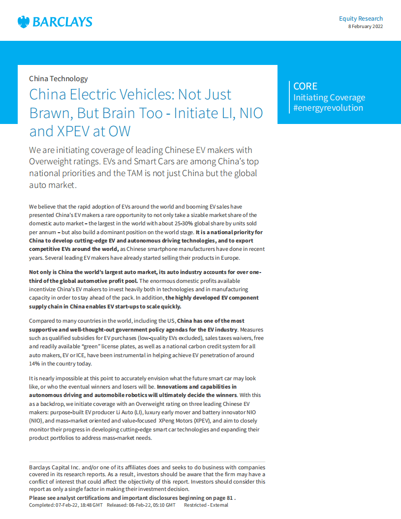巴克莱：中国电动汽车行业报告（英文版）.pdf 第1页