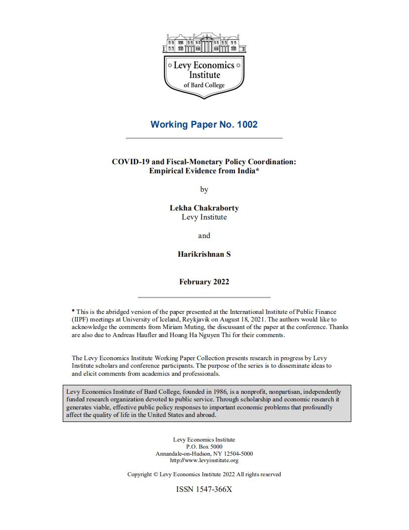 巴德学院利维经济研究所：冠状病毒疾病与财政货币政策协调（英文版）.pdf 第1页