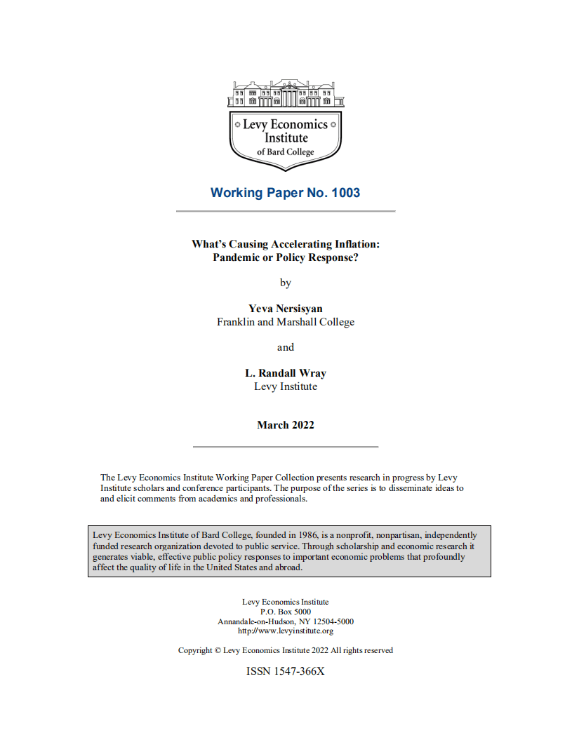 巴德学院利维经济研究所：是什么导致通货膨胀加速（英文版）.pdf 第1页