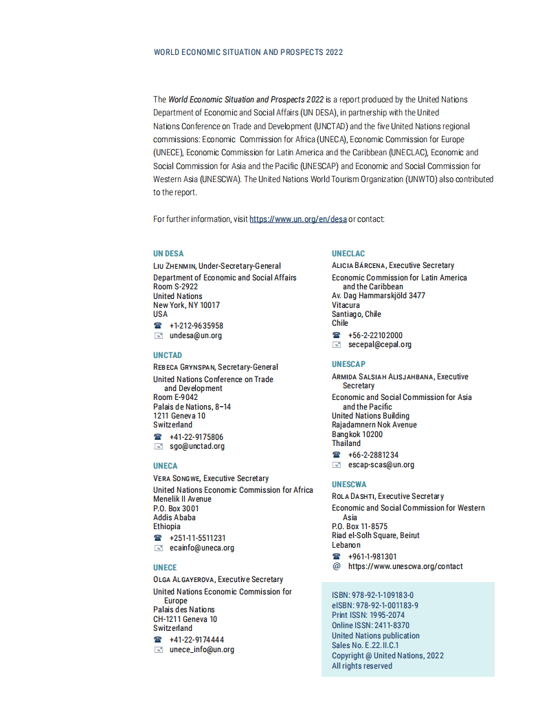 联合国经济&DESA&贸发会议：2022年世界经济形势与展望（英文版）.pdf 第3页