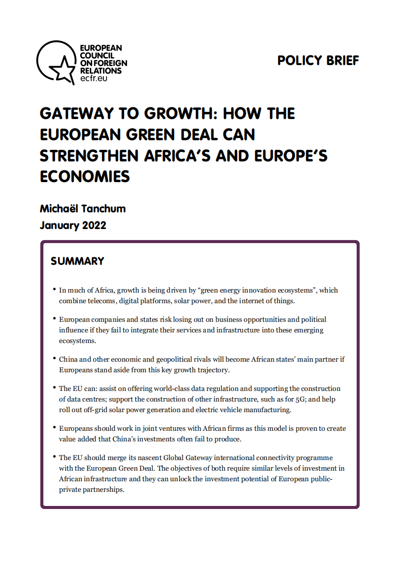欧洲对外关系委员会：欧洲绿色协议如何加强非洲和欧洲经济（英文版）.pdf 第1页