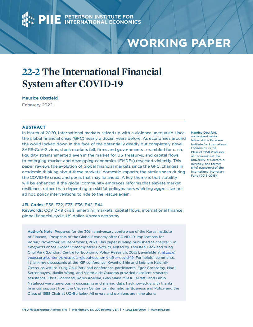 彼得森经济研究所：冠状病毒疾病后的国际金融体系（英文版）.pdf 第1页