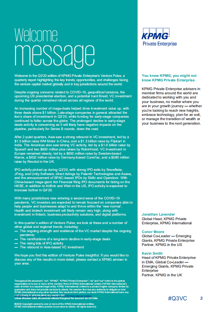 毕马威：2020年第三季度全球风险投资报告（英文版）.pdf 第2页