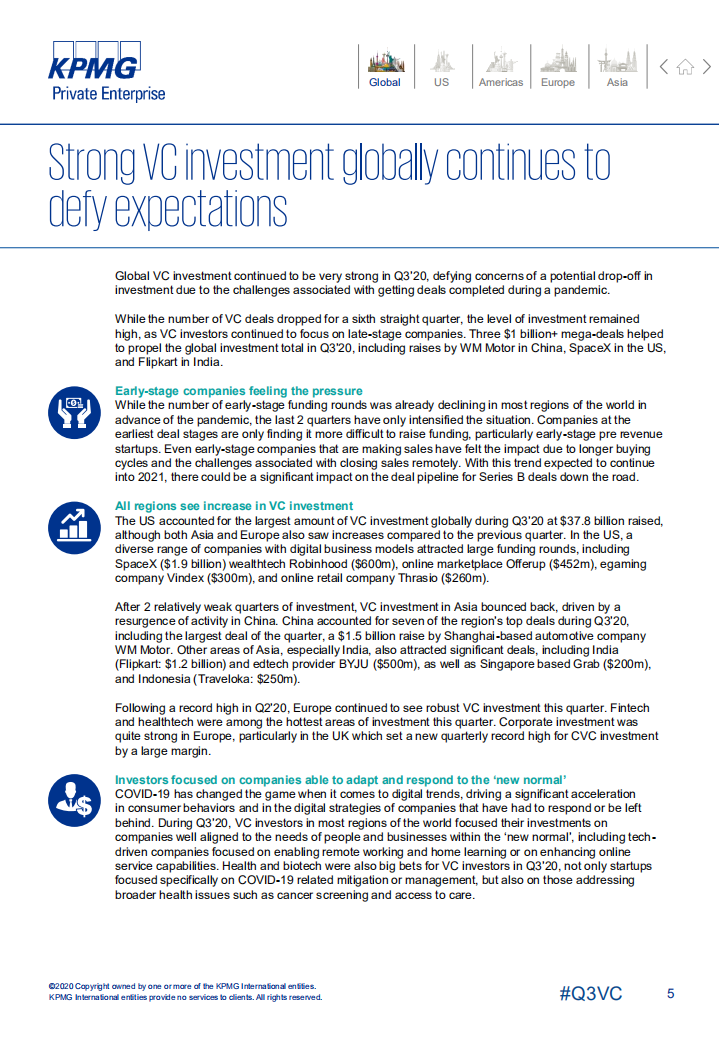 毕马威：2020年第三季度全球风险投资报告（英文版）.pdf 第5页