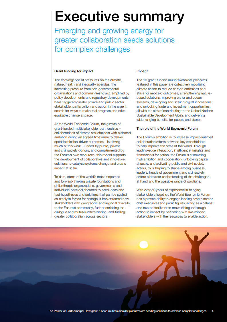世界经济论坛：伙伴关系的力量-赠款资助的多利益相关者平台如何播种解决方案以应对复杂挑战（英文版）.pdf 第4页
