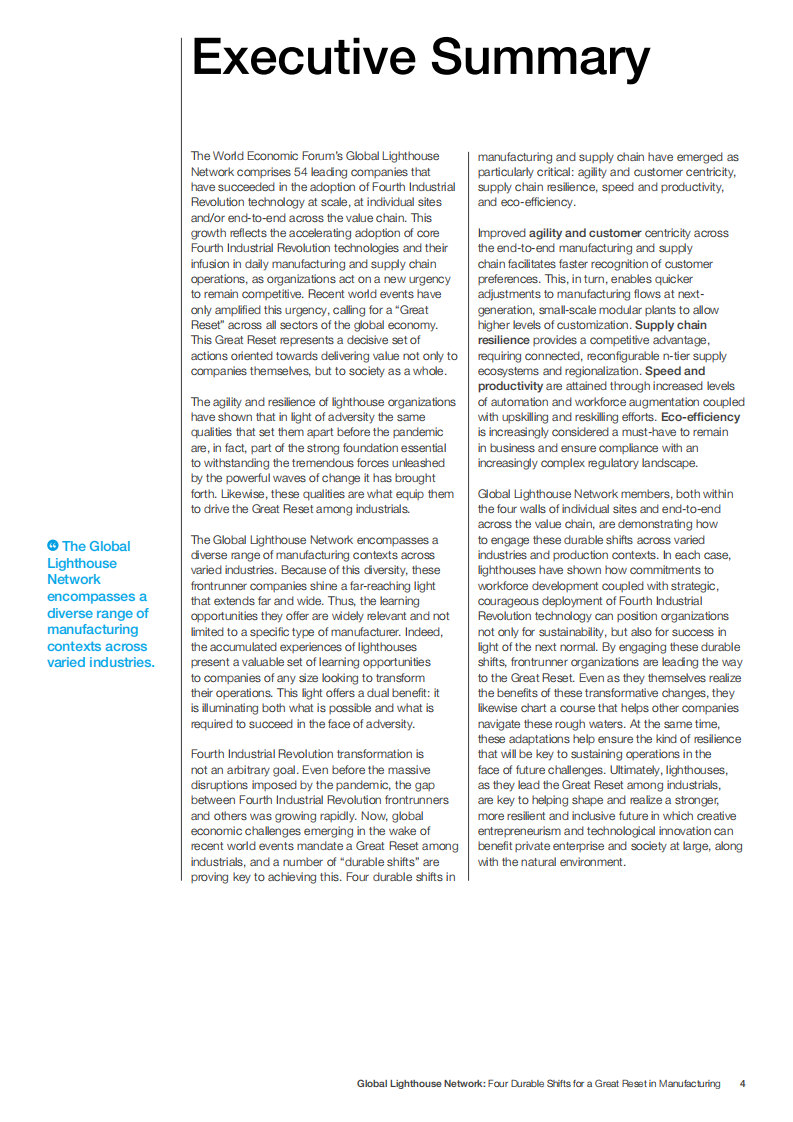 世界经济论坛&麦肯锡：全球灯塔网络-四大持久转变助力制造业实现大规模重建（2020）（英文版）.pdf 第4页