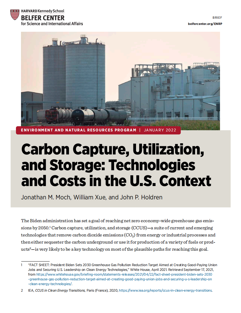 BRIEF：碳捕获、利用和储存：美国背景下的技术和成本（英文版）.pdf 第1页