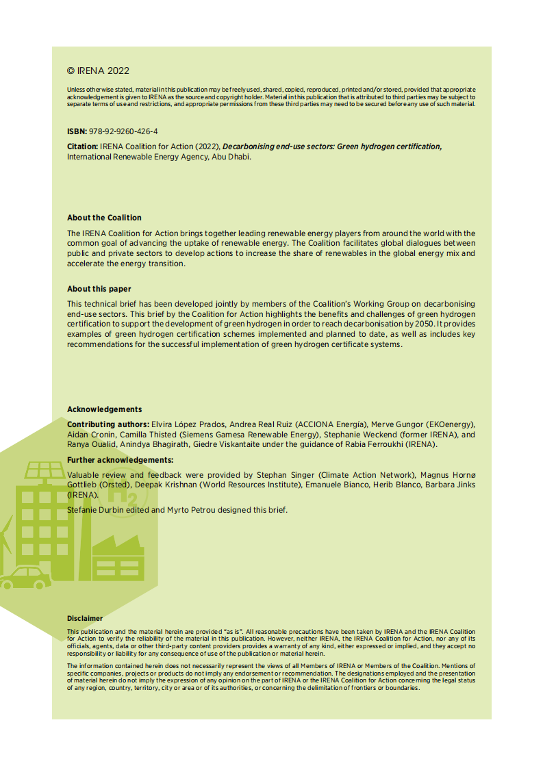 irena：脱碳最终用途部门：绿色氢气认证（英文版）.pdf 第2页