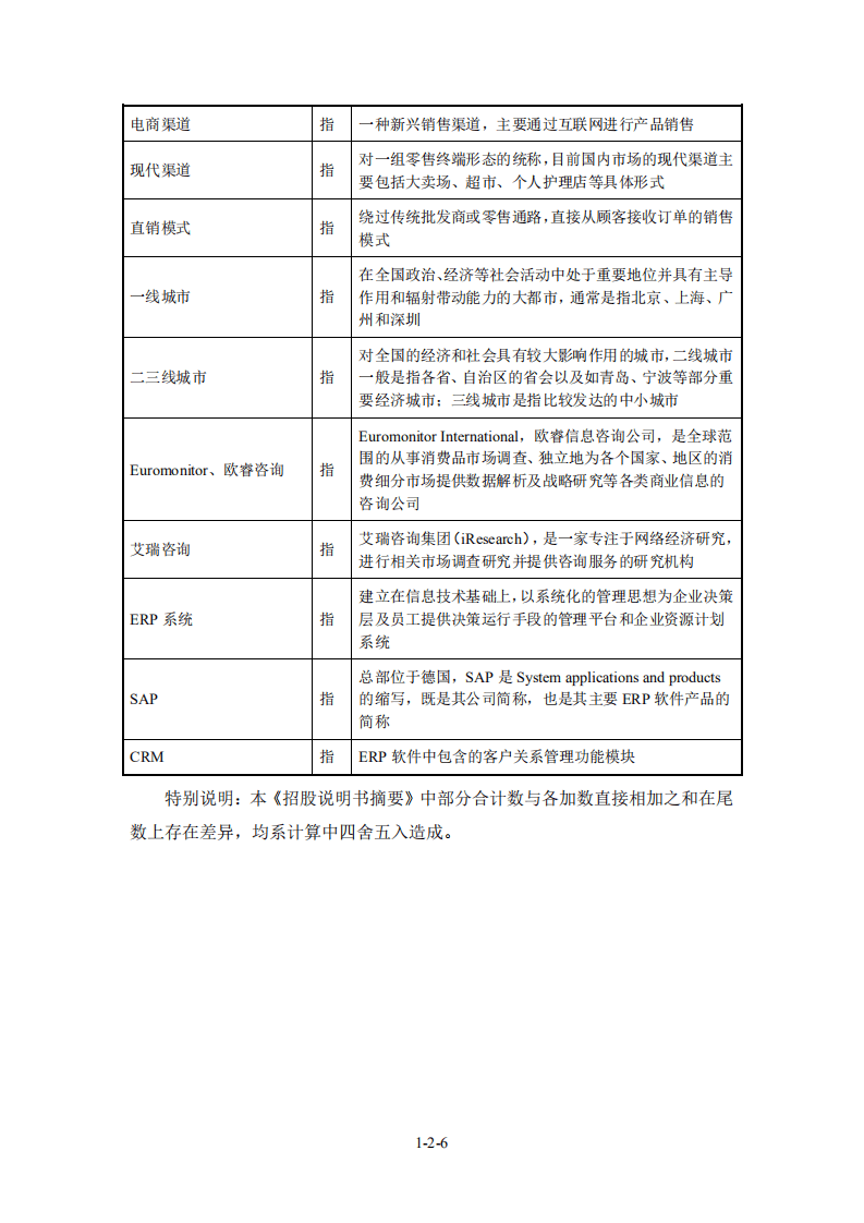 珀莱雅化妆品股份有限公司招股说明书.pdf 第6页