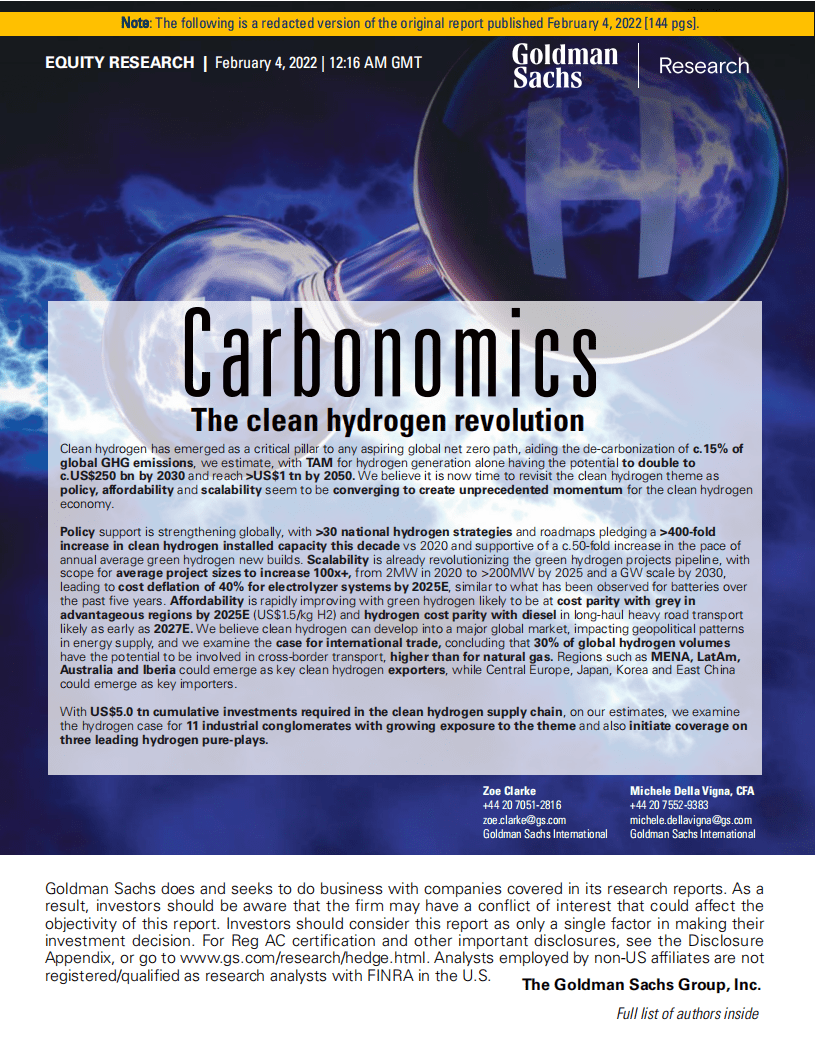 高盛：碳经济学深度报告：清洁氢革命（英文版）.pdf 第1页