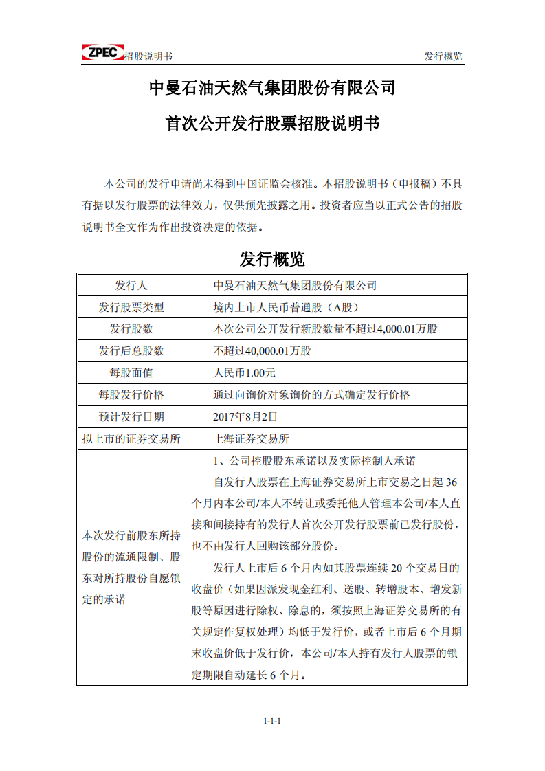 中曼石油天然气集团股份有限公司招股说明书.pdf 第2页