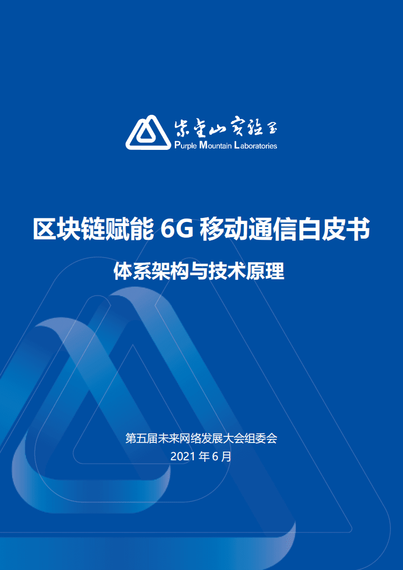 紫金山实验室：区块链赋能6G移动通信白皮书（2021）.pdf 第1页
