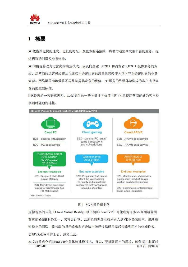 华为：5G Cloud VR业务体验标准白皮书（2019）.pdf 第5页