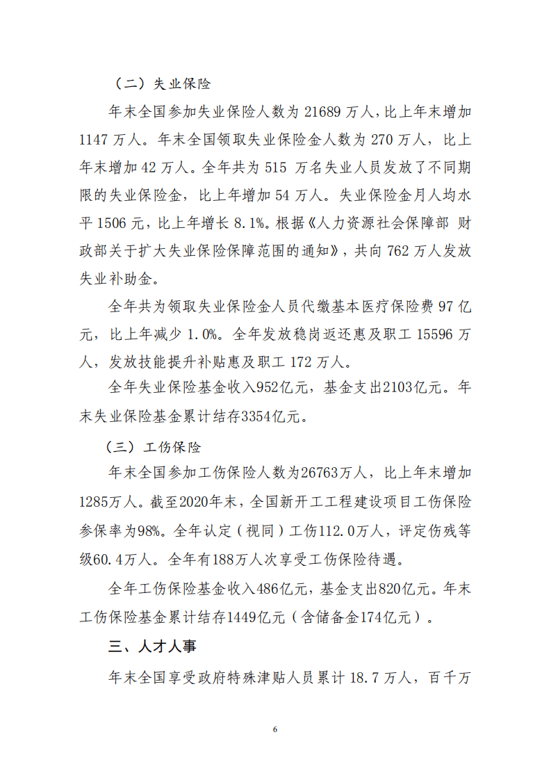 中国人力资源部：2020年度人力资源和社会保障事业发展统计公报.pdf 第6页