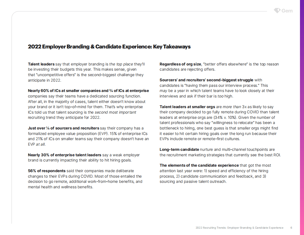 Gem：2022年招聘趋势-雇主品牌与候选人体验（英文版）.pdf 第6页