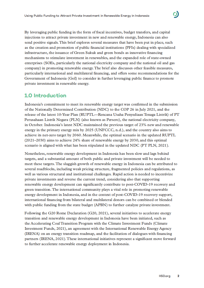 国际可持续发展研究所：利用公共资金吸引印尼可再生能源的私人投资（英文版）.pdf 第2页