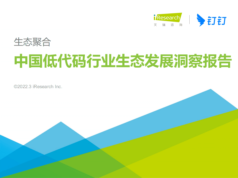 艾瑞咨询：2022年中国低代码行业生态发展洞察报告.pdf 第1页
