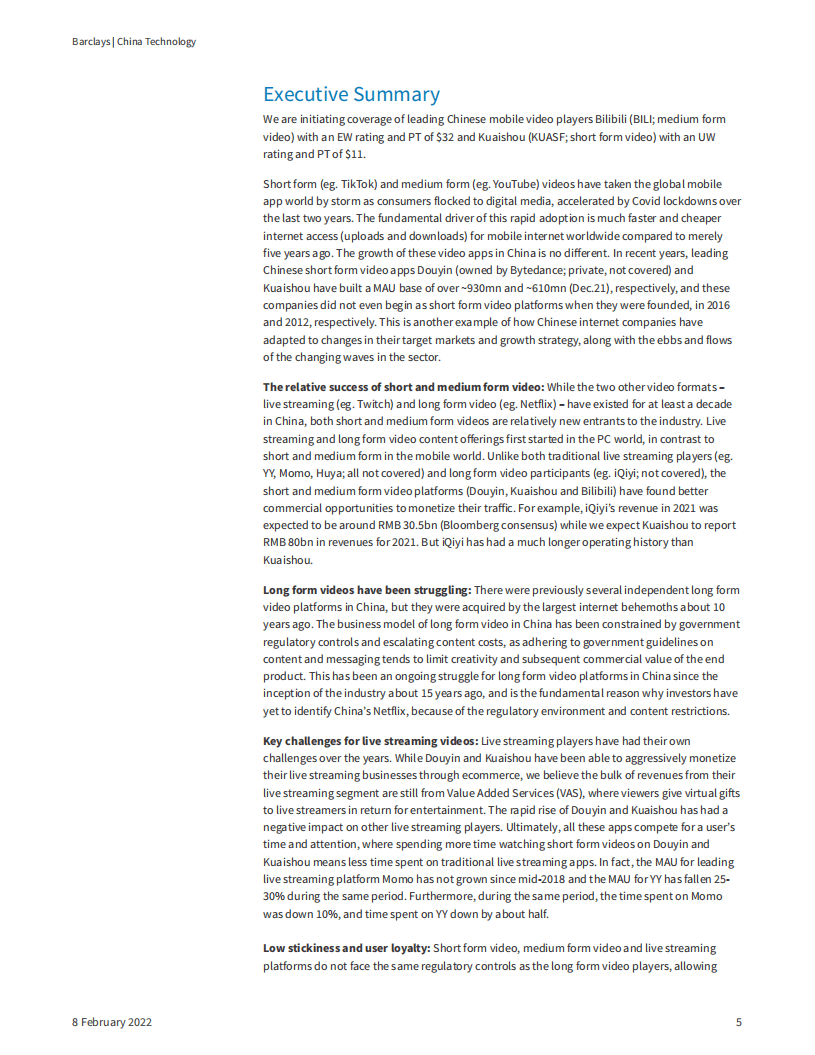 巴克莱：中国视频行业报告：繁荣后的未来尚不明朗（英文版）.pdf 第5页