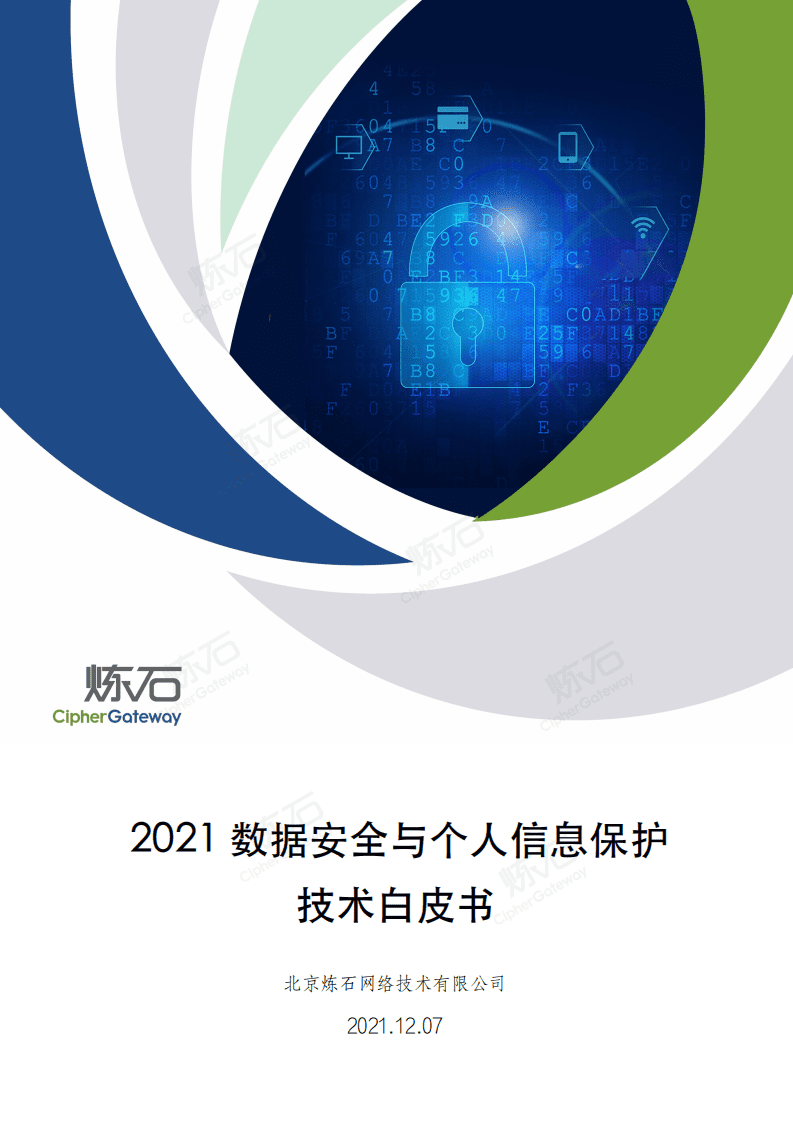 炼石：2021数据安全与个人信息保护技术白皮书V1.0.pdf 第1页