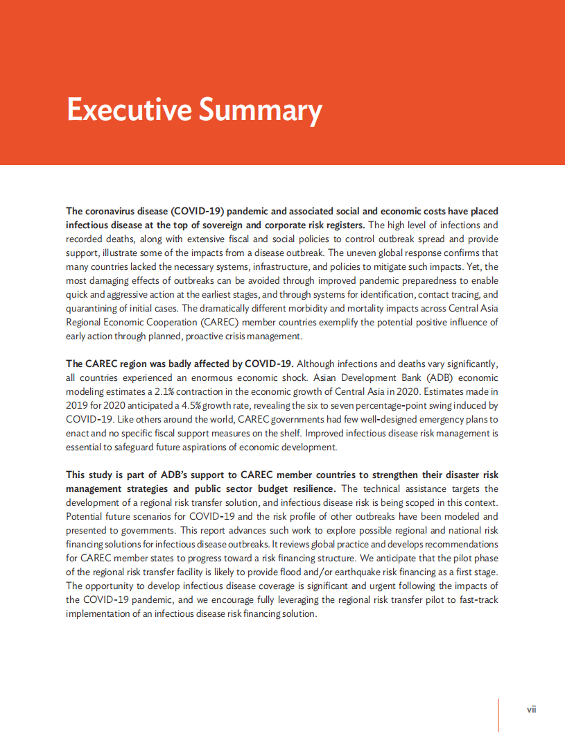 亚开行：建立抵御未来疫情的能力：中亚区域经济合作区传染病风险融资解决方案（英文版）.pdf 第6页