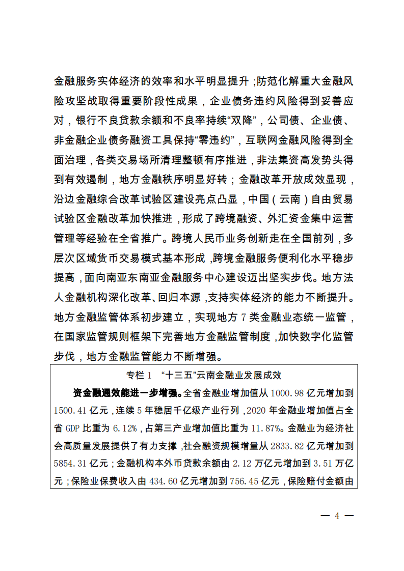 云南省“十四五”金融服务业发展规划.pdf 第5页