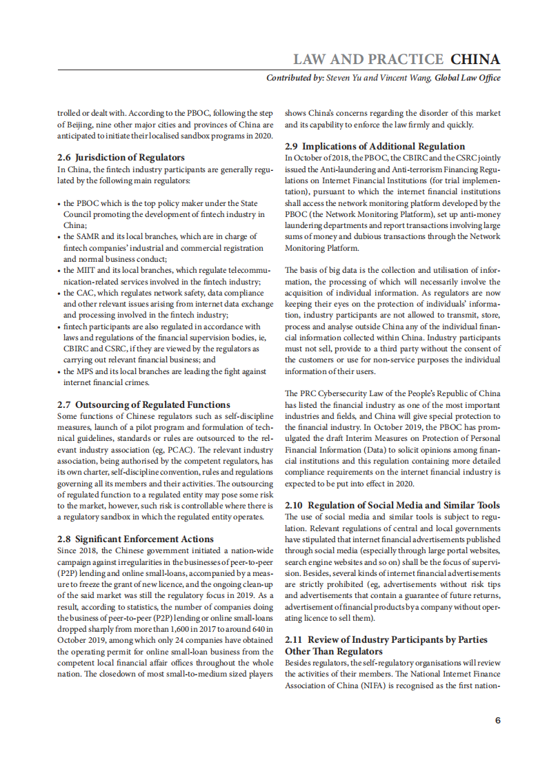 Chambers：2020版全球金融科技法律与实践指南之中国篇（英文版）.pdf 第6页