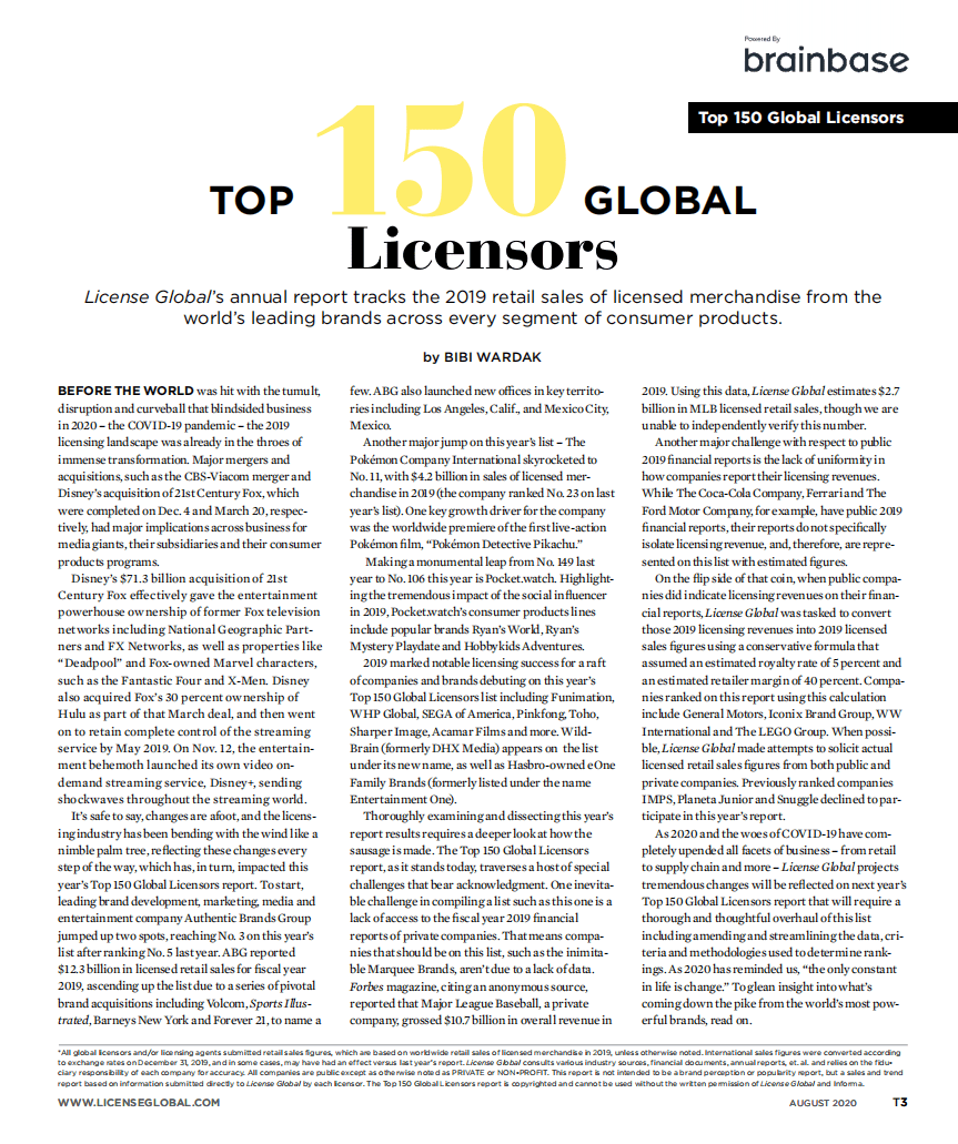 Brainbase：2020年全球授权品牌排行榜.pdf 第3页