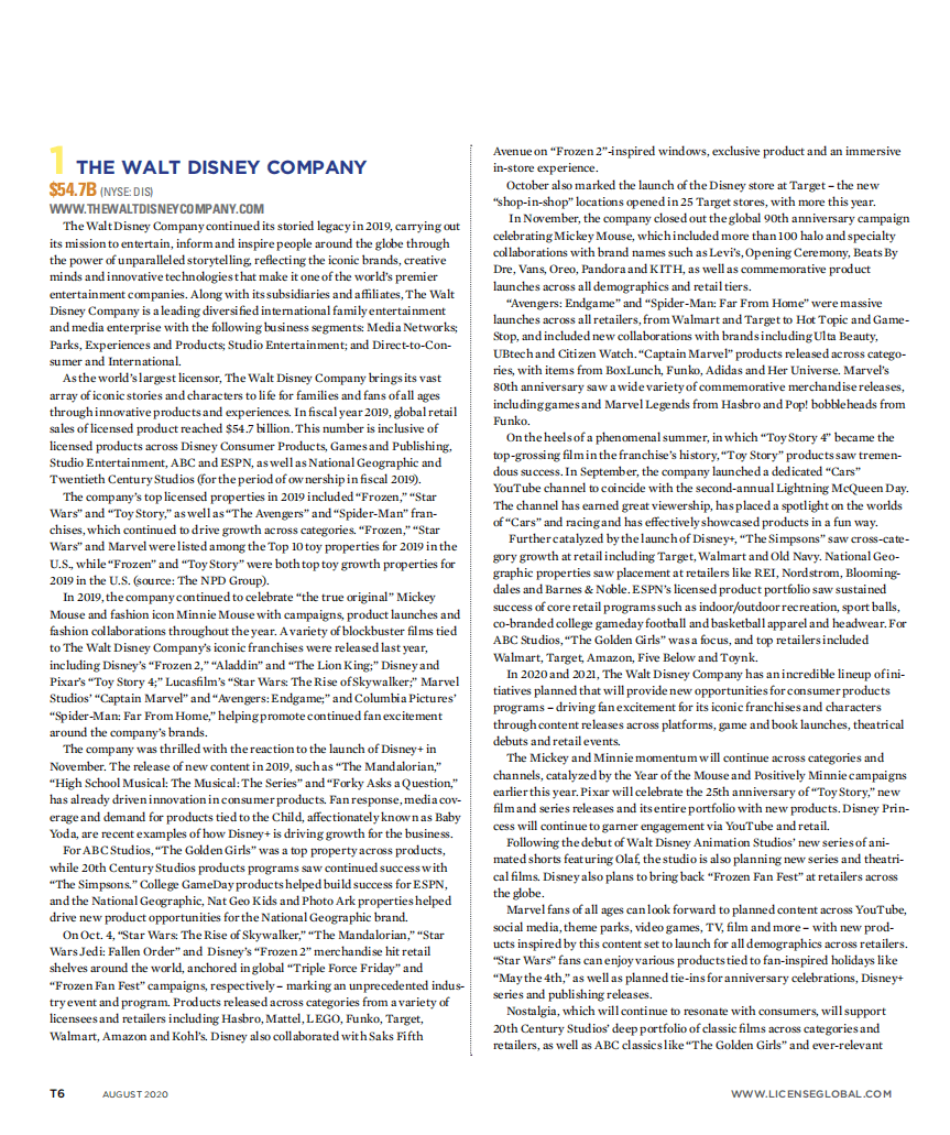 Brainbase：2020年全球授权品牌排行榜.pdf 第6页