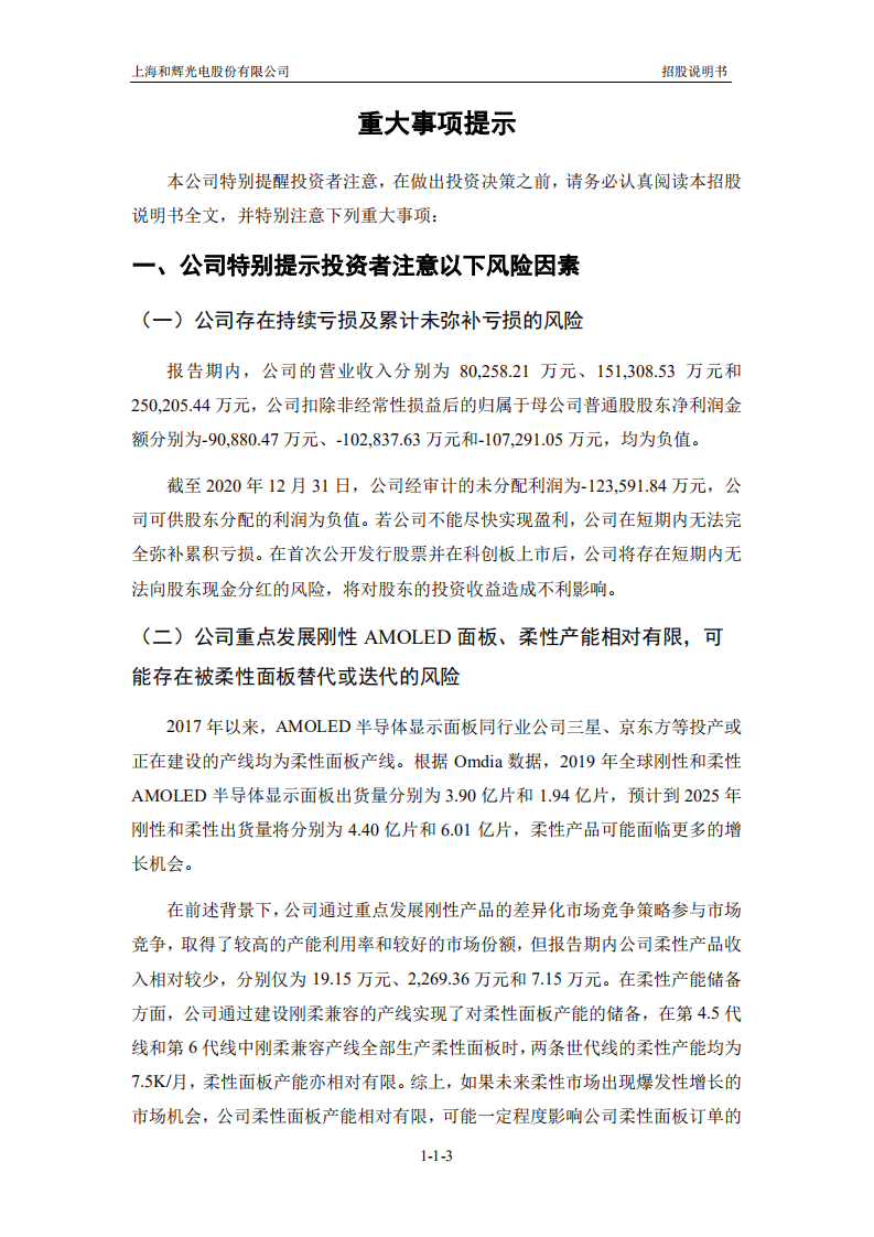上海和辉光电股份有限公司招股说明书.pdf 第4页
