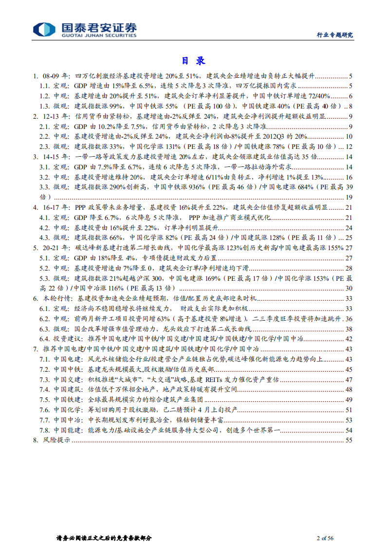 建筑工程行业稳增长央企系列报告六：复盘五次稳增长，央企业绩将加速，估值历史底部-20220329.pdf 第2页