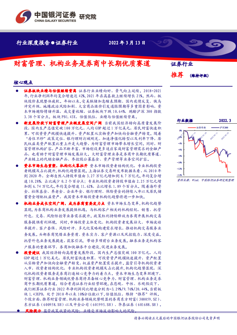 证券行业：财富管理、机构业务是券商中长期优质赛道-220313.pdf 第1页